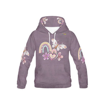 Beautiful Burgundy Rainbow flowing kindness Butterfly Graphic-Children's Hoodie- My Bright Side Clothing