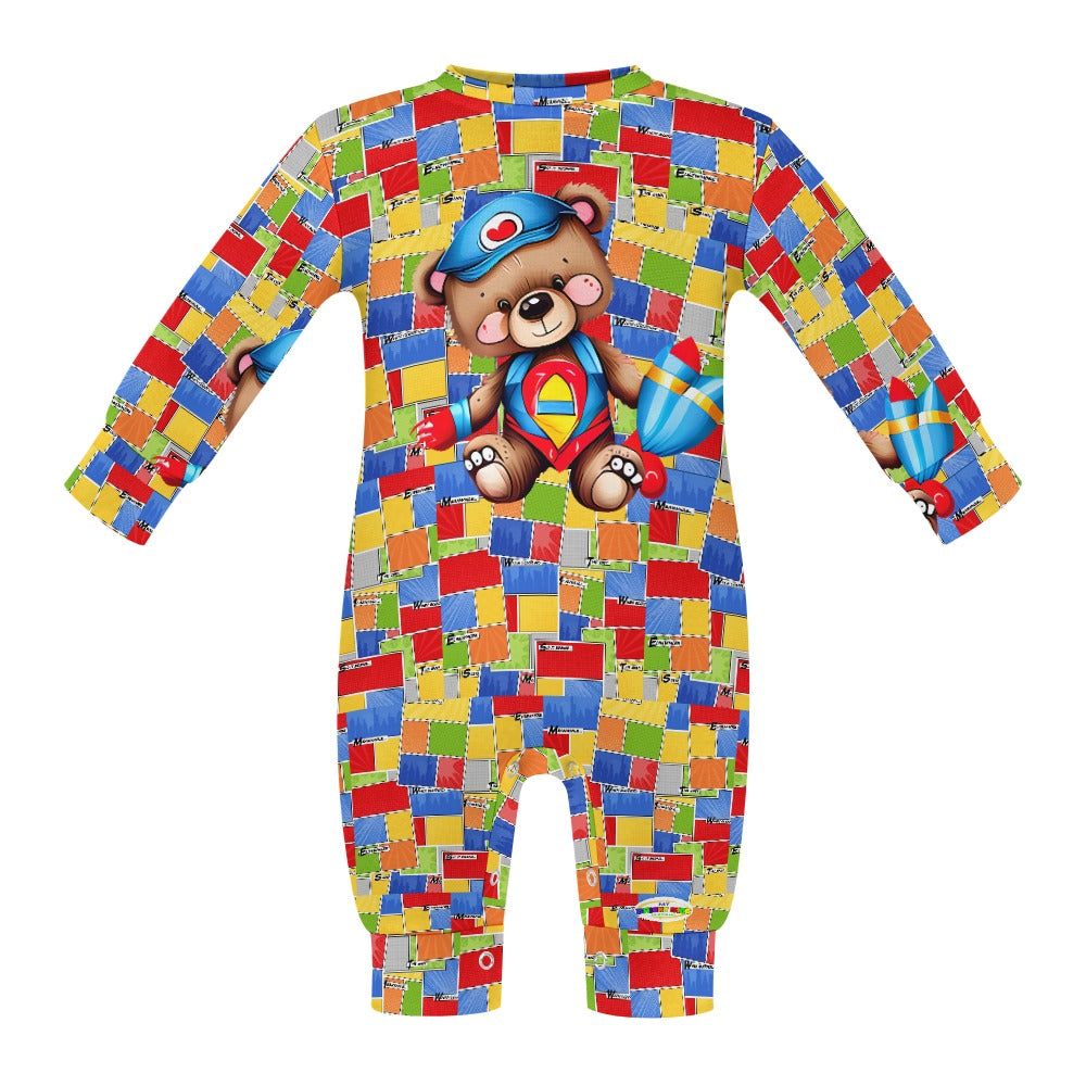 Cute Teddy Bear Superhero Theme Baby Romper-My Bright Side Clothing