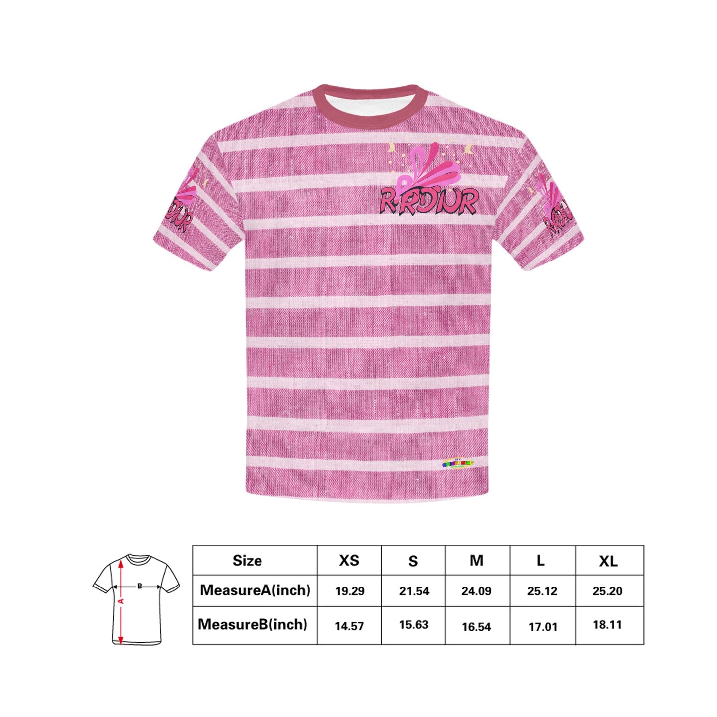 Dark Pink Retro Stripped Pattern and logo Children's T-Shirt-My Bright Side Clothing