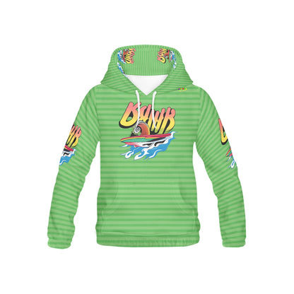 Stripped Green Surfing Pattern and Graphic Children's Hoodie-My Bright Side Clothing