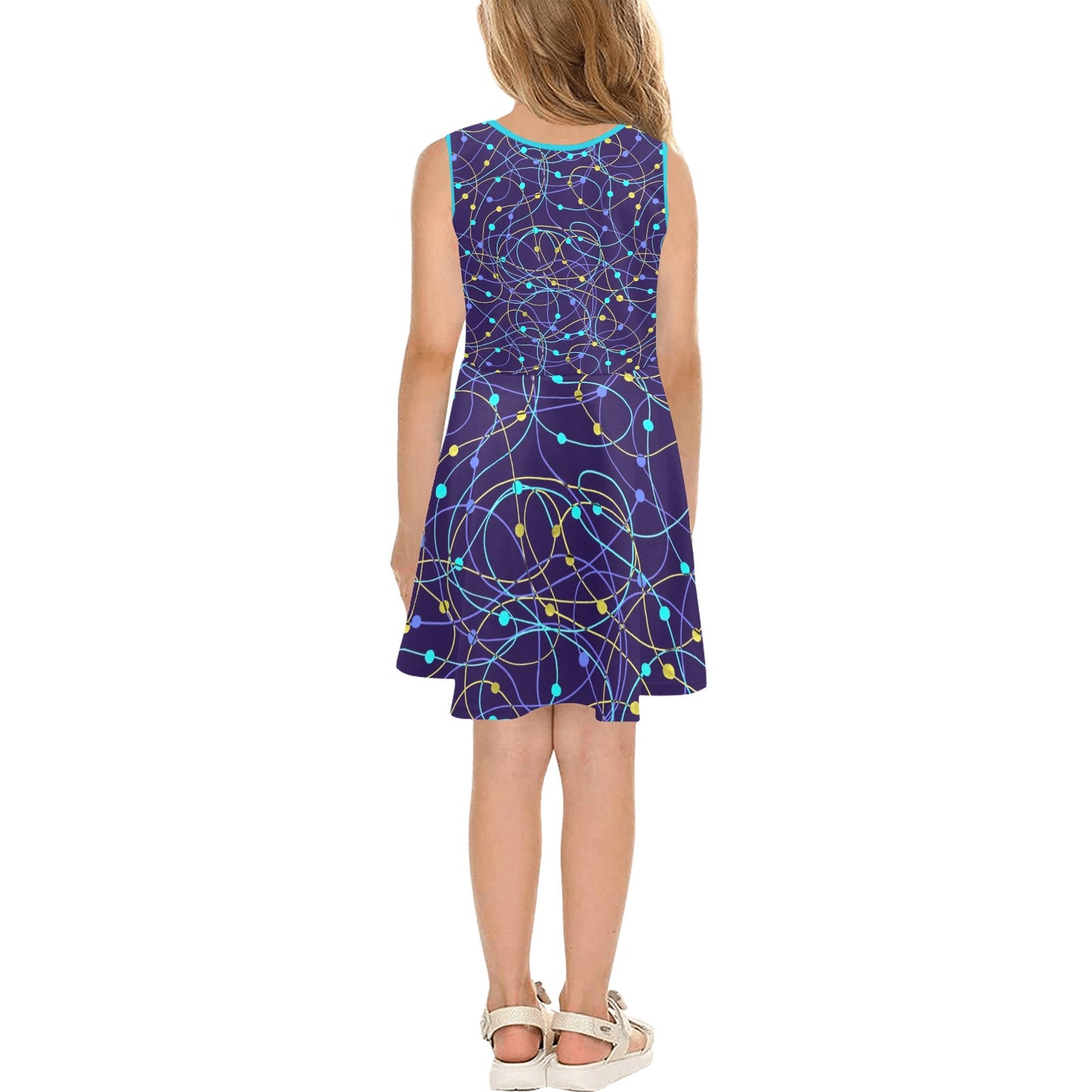 Beautiful Blue Swirls Pattern Children's Sleeveless Sundress-My Bright Side Clothing