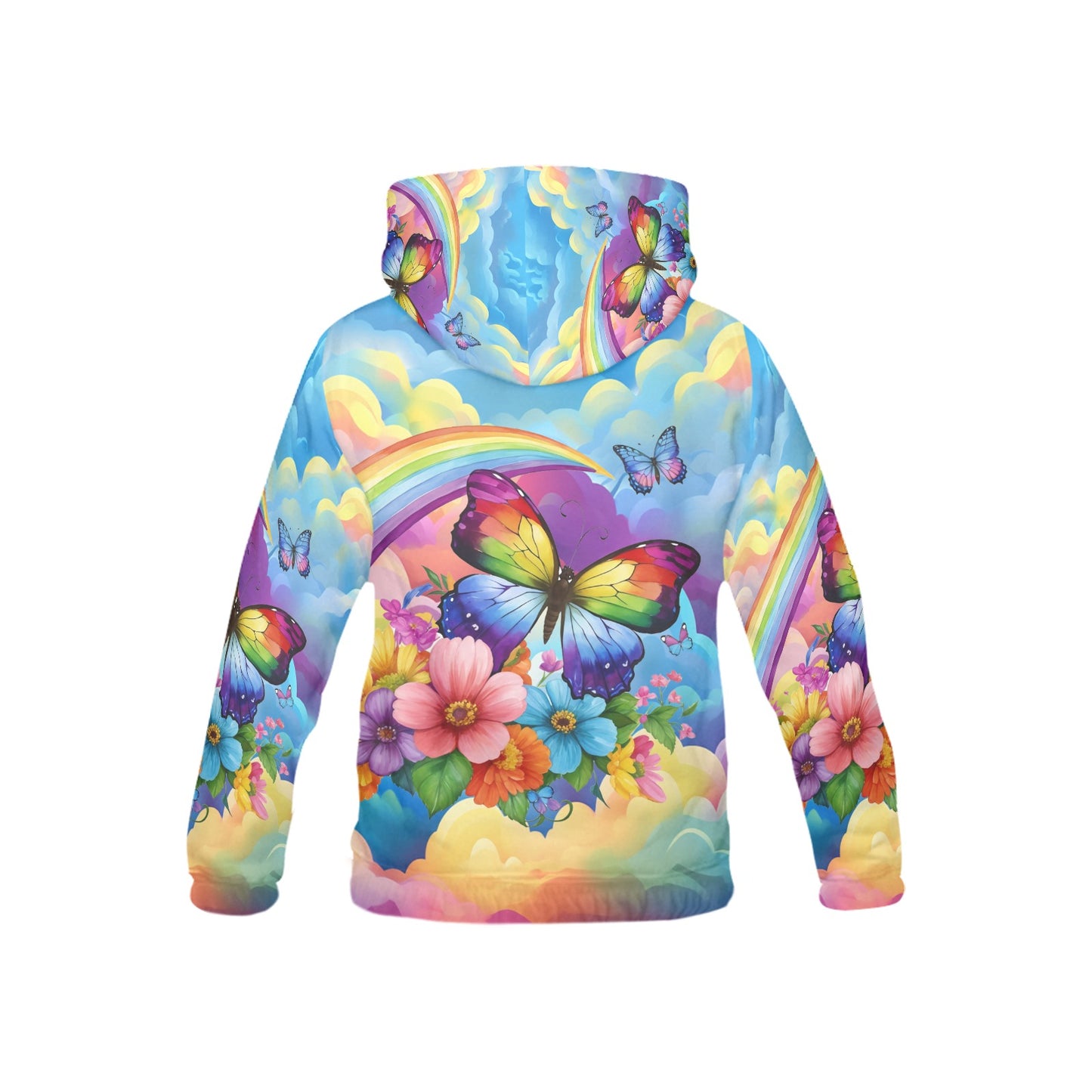 Beautiful Rainbow Butterfly Flower Pattern Children's Hoodie -My Bright Side Clothing