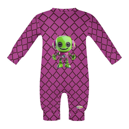 Cute Purple Robot Baby Romper-Cute Robot-My Bright Side Clothing