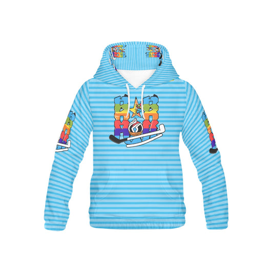 Light Blue Stripped Hockey Pattern and Graphic Children's Hoodie-My Bright Side Clothing