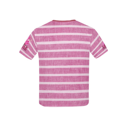 Dark Pink Retro Stripped Pattern and logo Children's T-Shirt-My Bright Side Clothing