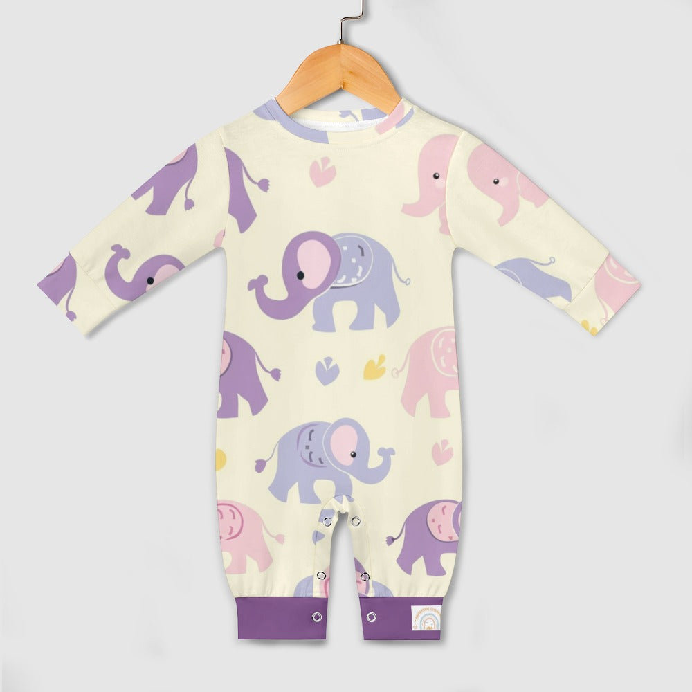 Cute Pink & Purple Elephants Baby romper - My Brightside Clothing