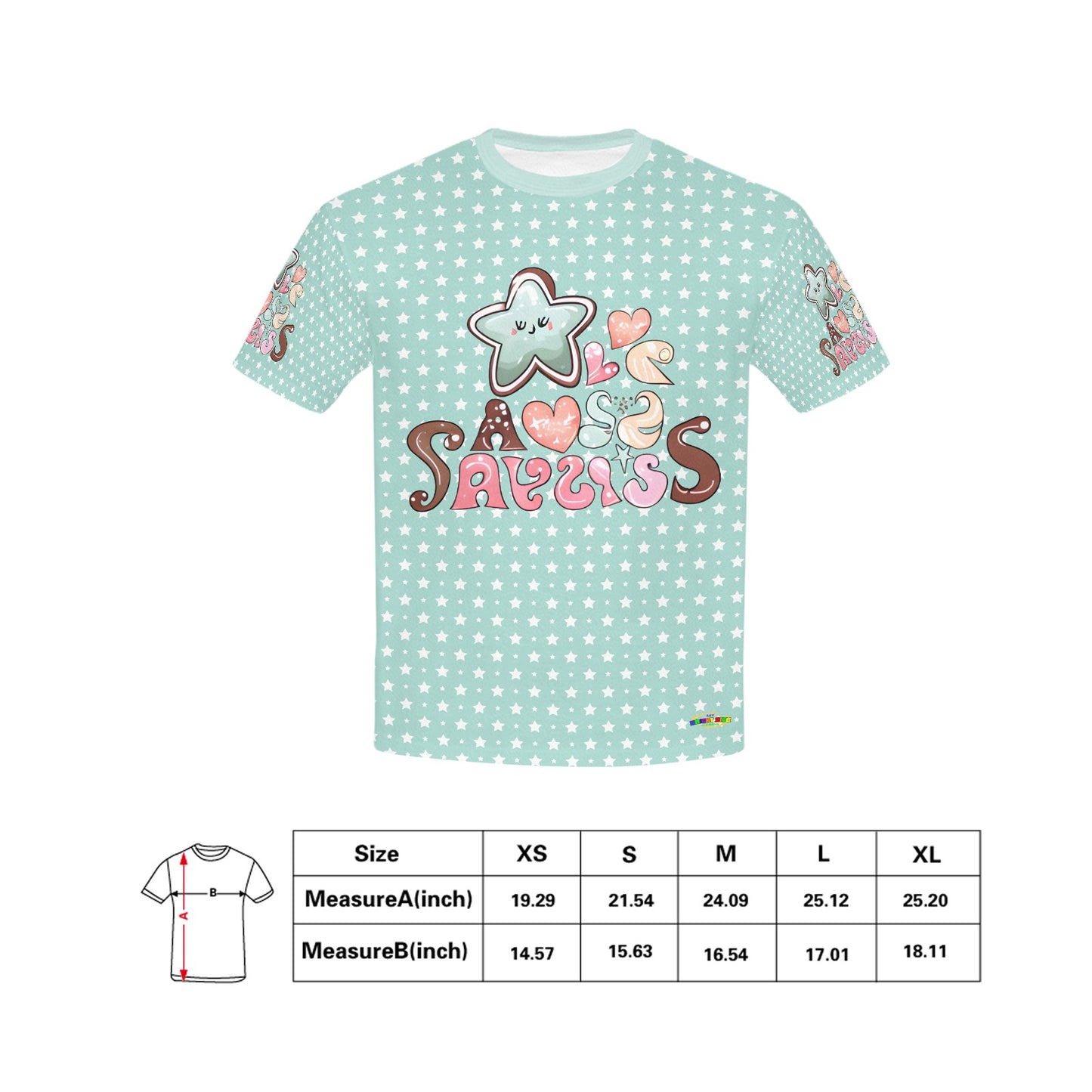 Cute Teal Shining form the heart Star Graphic-Children's T-shirt My Bright Side Clothing