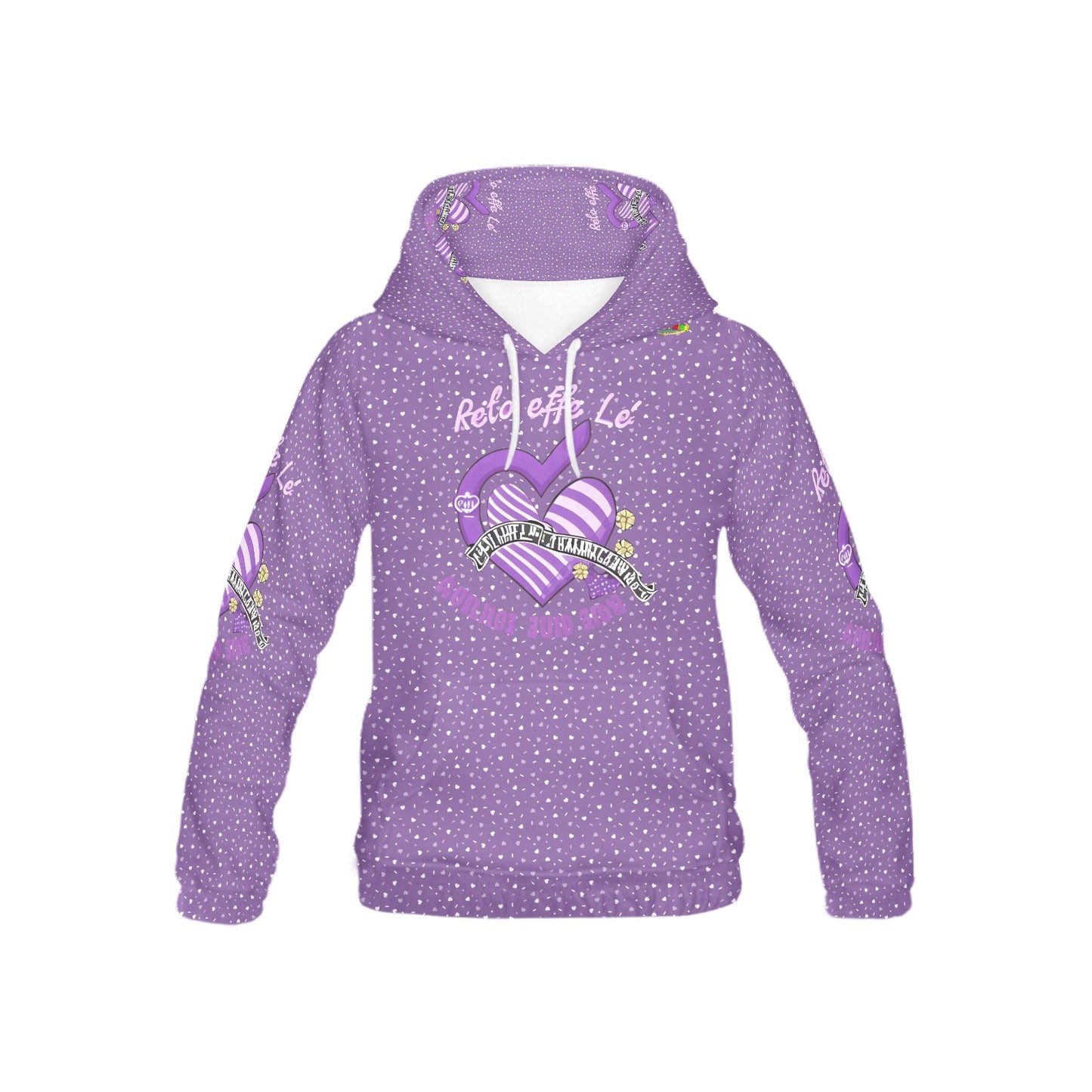 Purple Heart Pattern and Graphic Children's Hoodie-My Bright Side Clothing