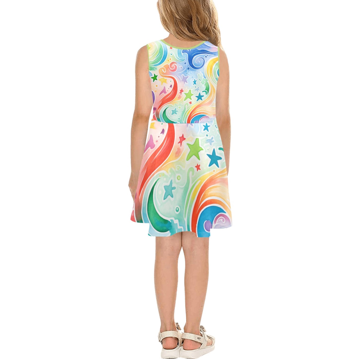 Beautiful Rainbow Pastel Swirls Children's Sleeveless Sundress  -My Bright Side Clothing