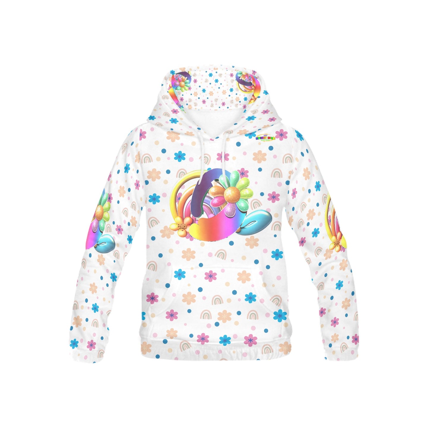 Beautiful Rainbow Flowers Pattern and Graphic Children's Hoodie-My Bright Side Clothing