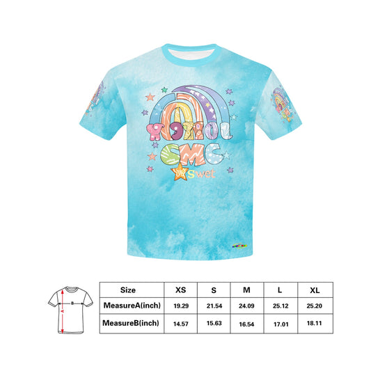 Beautiful Pastel Blue Watercolour  Sweet Rainbow Graphic and Pattern Children's T-Shirt-My Bright Side Clothing