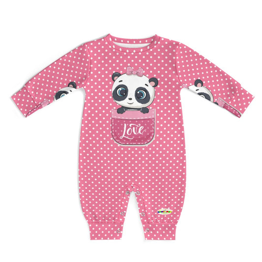 Cute Heart Pattern Love Baby Panda Pocket Friend Baby Romper-My Bright Side Clothing