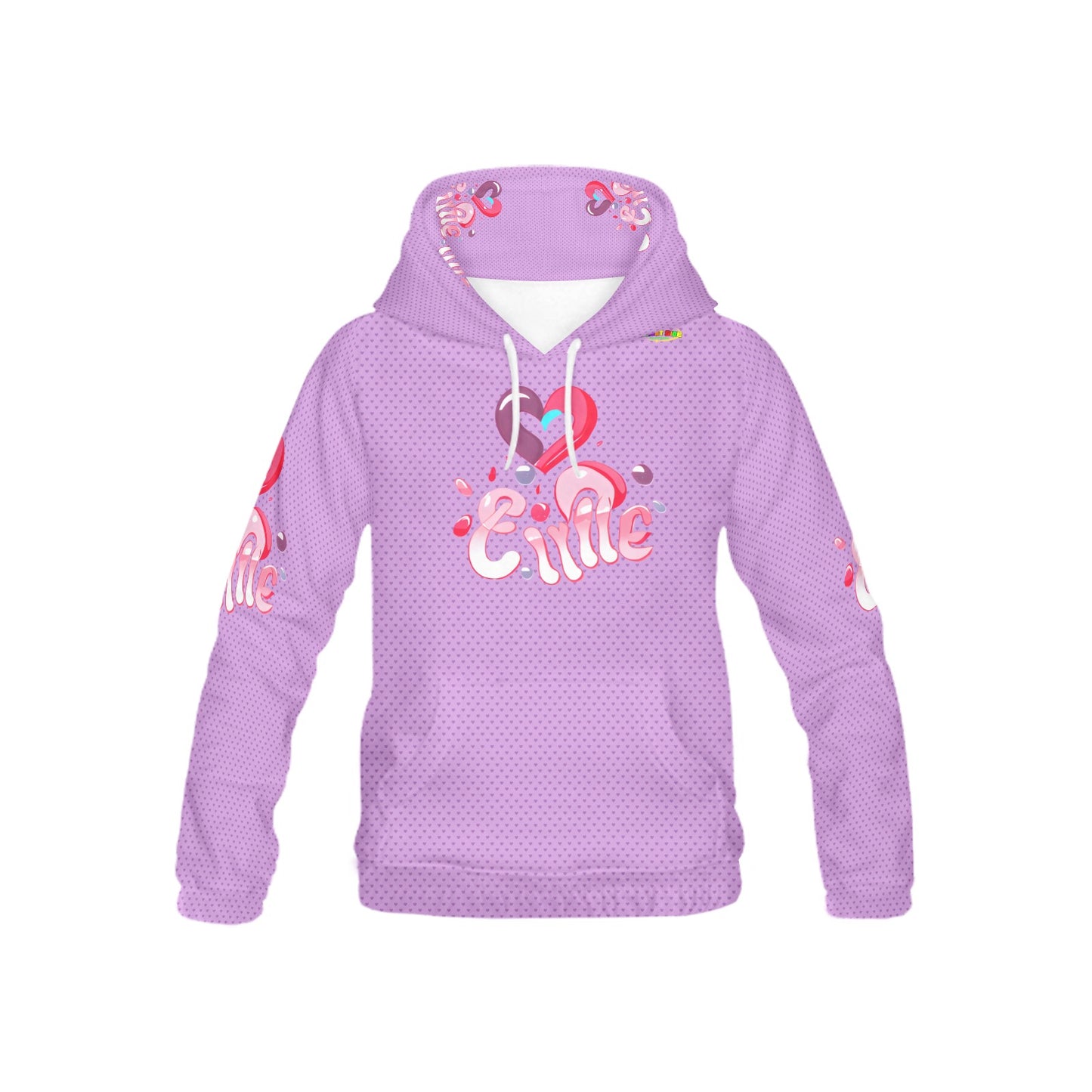 Pastel Purple Heart Pattern and Graphic Children's Hoodie-My Bright Side Clothing