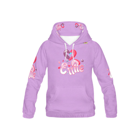 Pastel Purple Heart Pattern and Graphic Children's Hoodie-My Bright Side Clothing