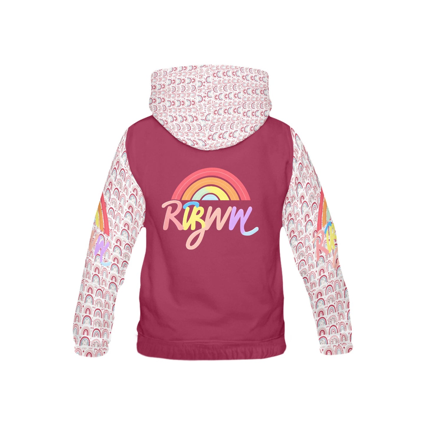 Beautiful Pastel Rainbow Graphic and Heart Pattern Children's Hoodie-My Bright Side Clothing