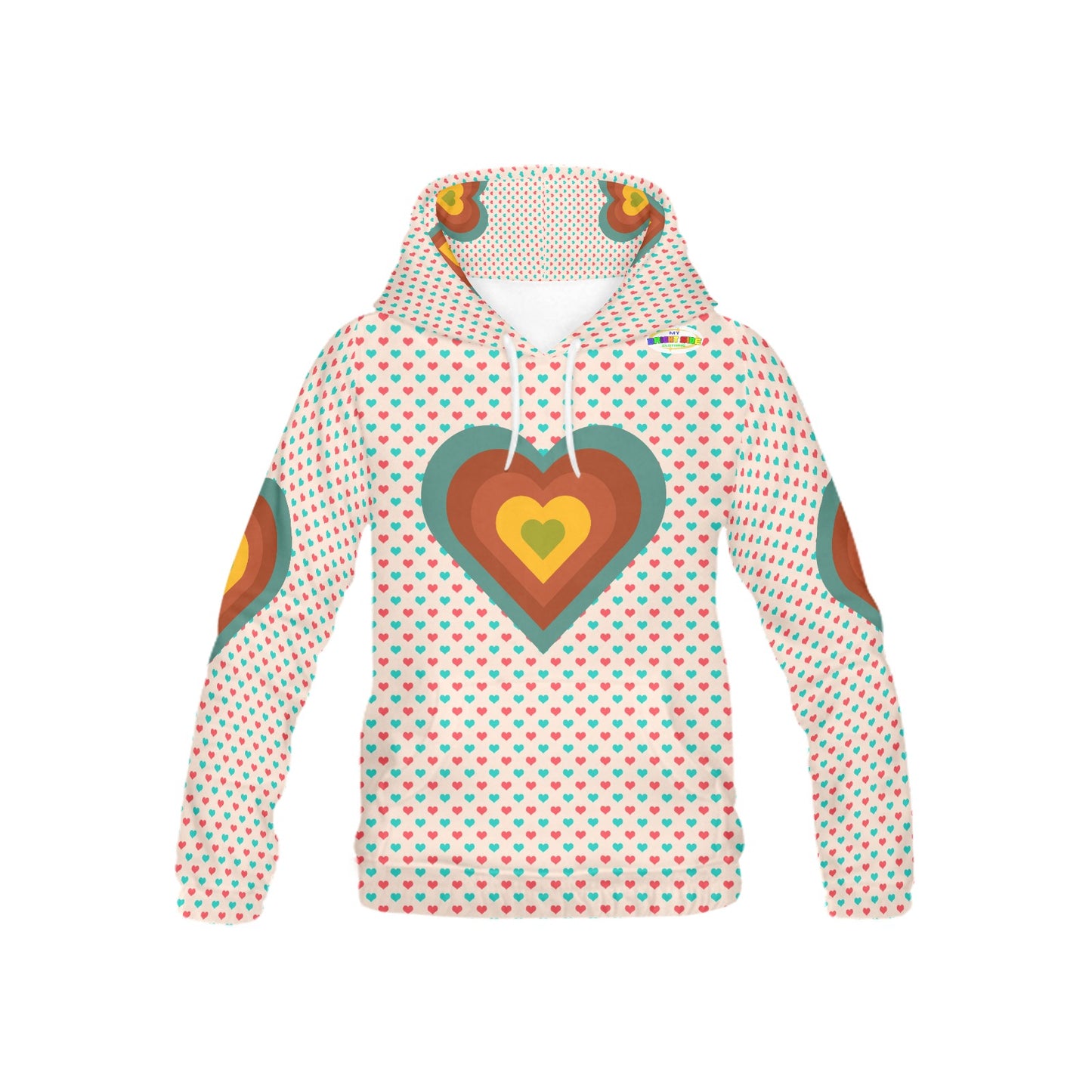 Heart Pattern and Graphic Children's Hoodie-My Bright Side Clothing