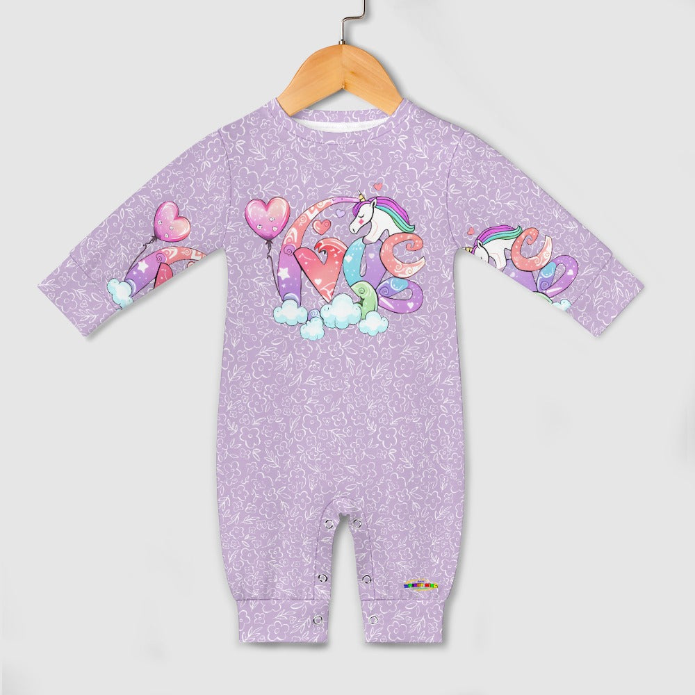 Cute Pastel Purple Unicorn Love Baby Romper-mybrightsideclothing.com