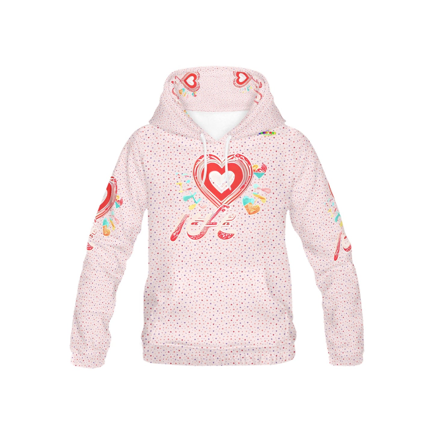 Pastel pink and red Heart Pattern and Graphic Children's Hoodie-My Bright Side Clothing