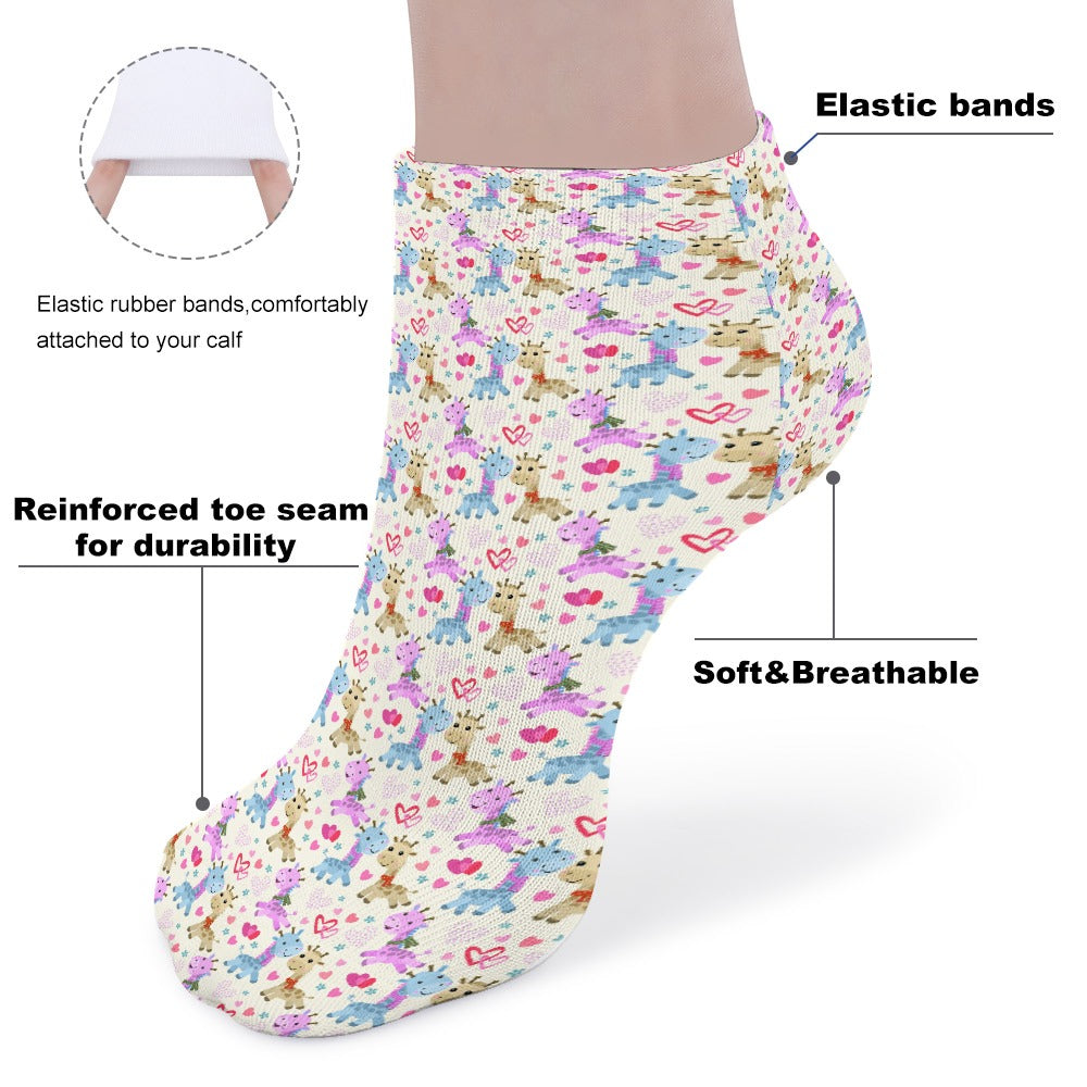 Cute Pastel Giraffes in love Pattern Children's Comfortable Socks -5 Pairs -MyBrightSideClothing