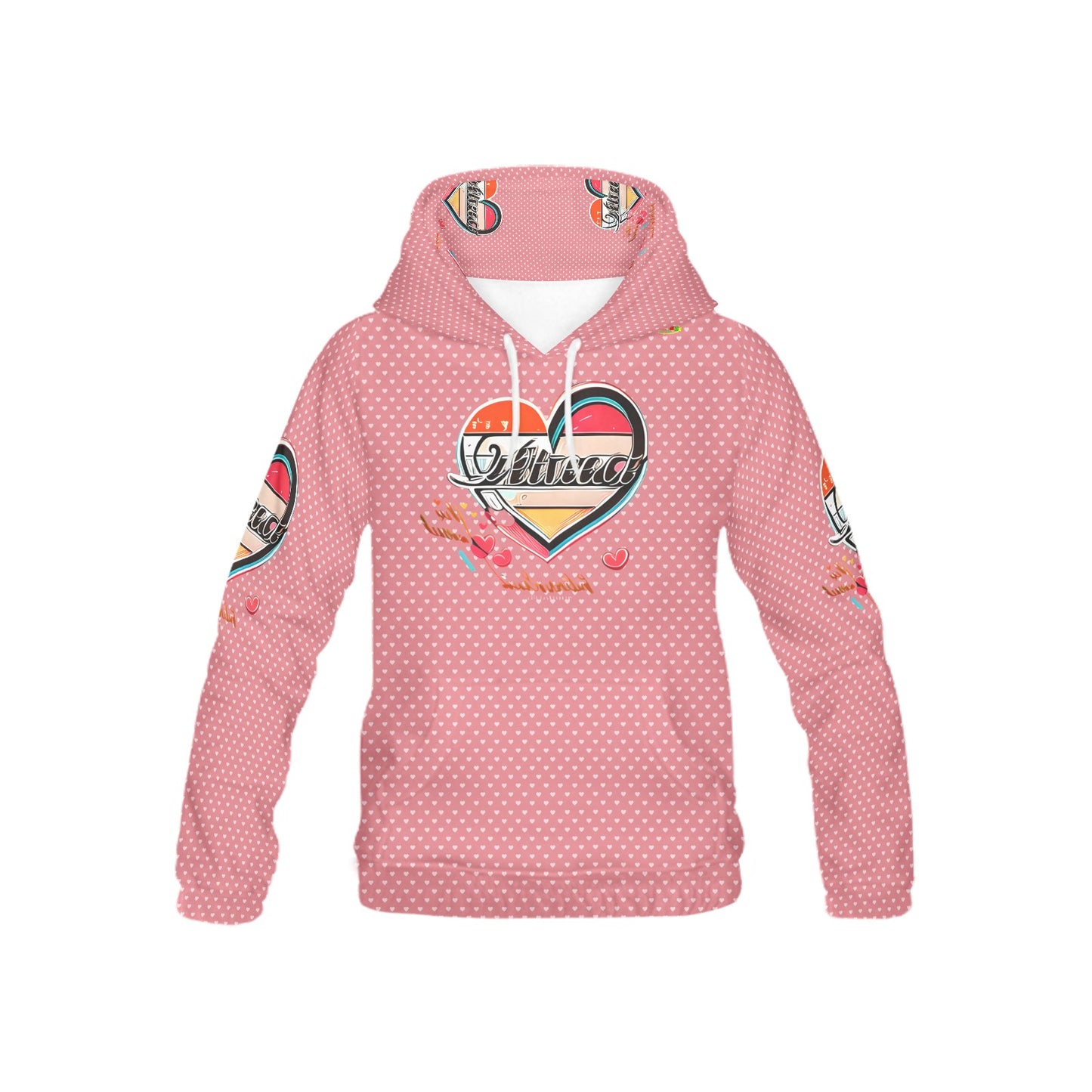 Pink Heart Pattern and Graphic Children's Hoodie-My Bright Side Clothing