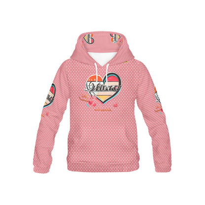 Pink Heart Pattern and Graphic Children's Hoodie-My Bright Side Clothing