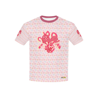 Beautiful Pink Full of Love Heart Pattern and Graphic-Children's T-shirt My Bright Side Clothing