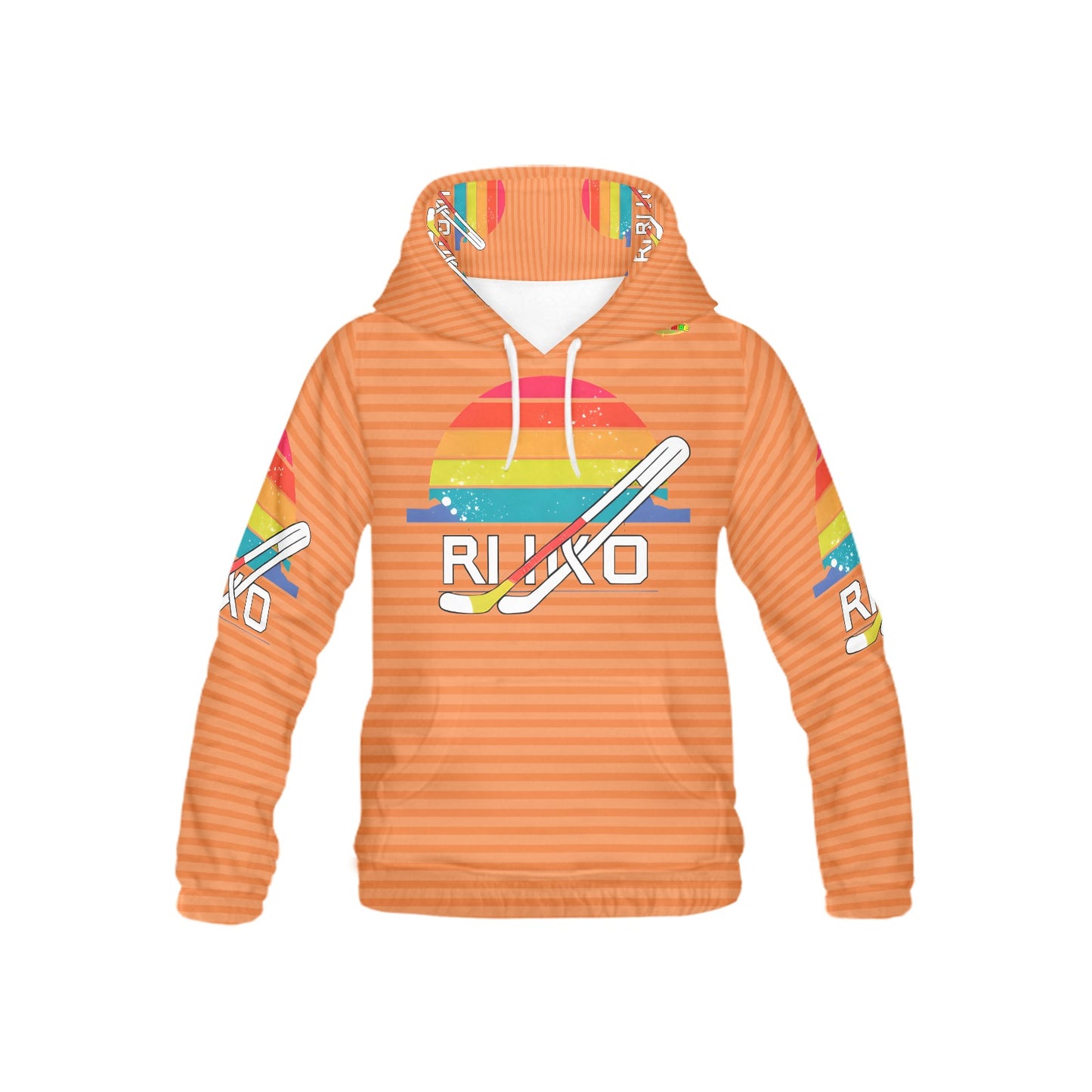 Orange Retro Hockey Pattern and Graphic Children's Hoodie-My Bright Side Clothing