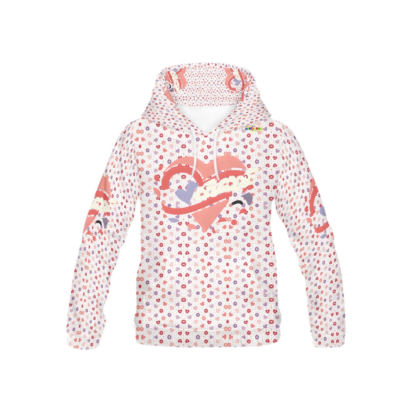 Pastel Pink Heart Pattern and Graphic Children's Hoodie-My Bright Side Clothing