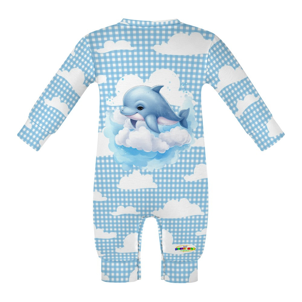 Cute Dolphin and Cloud Pattern Baby Romper-My Bright Side Clothing