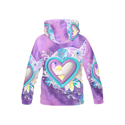 Beautiful Pastel Heart Flower Pattern Children's Hoodie-My Bright Side Clothing