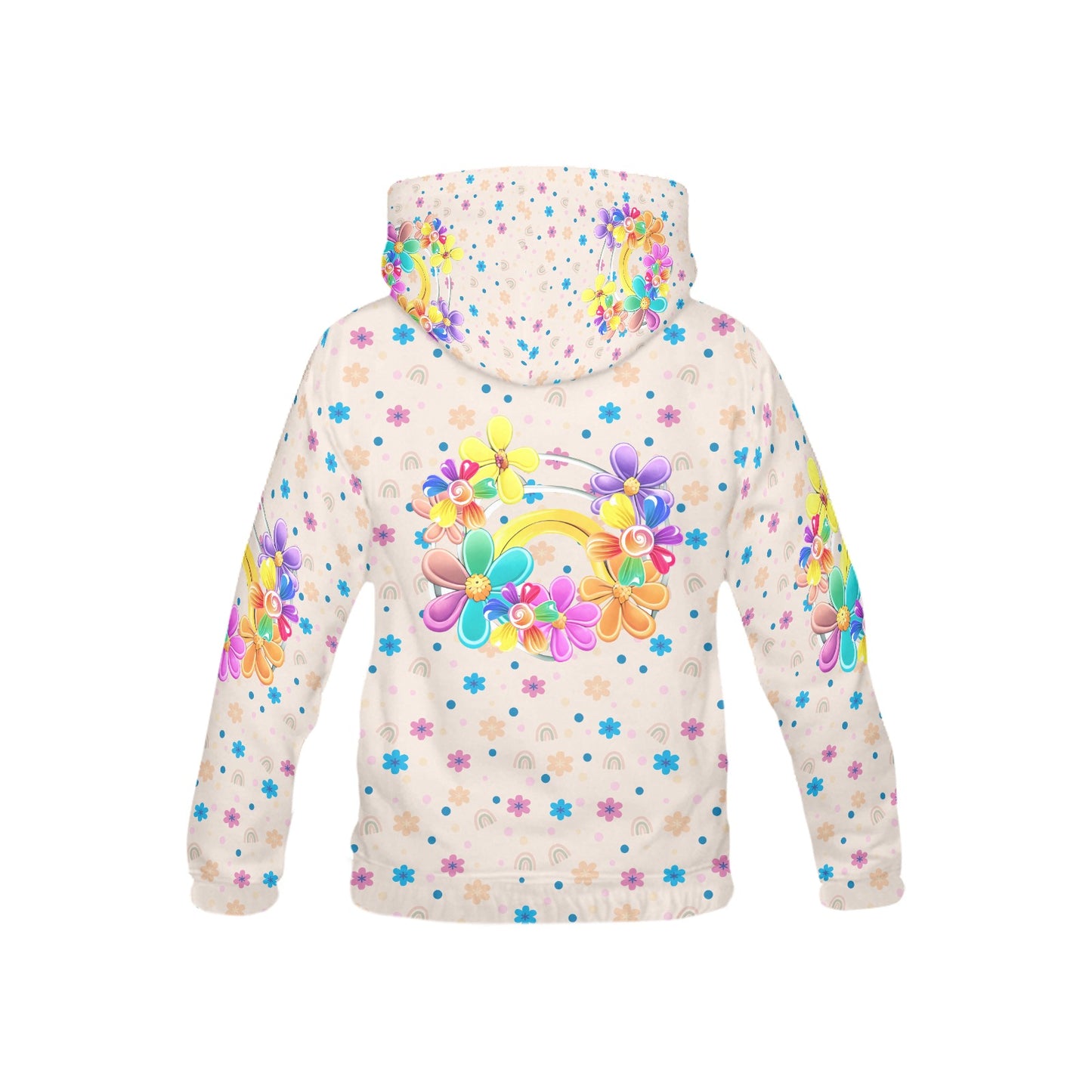 Beautiful Pastel Rainbow Flowers Pattern and Graphic Children's Hoodie-My Bright Side Clothing