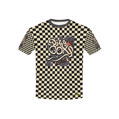 Retro Checkered Pattern and Logo Children's T-shirt -My Bright Side Clothing