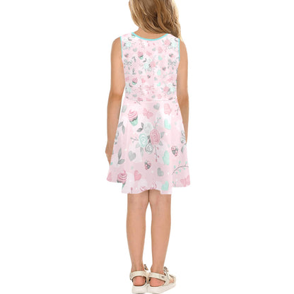 Cute Pink Floral Children's Sleeveless Sundress -My Bright Side Clothing