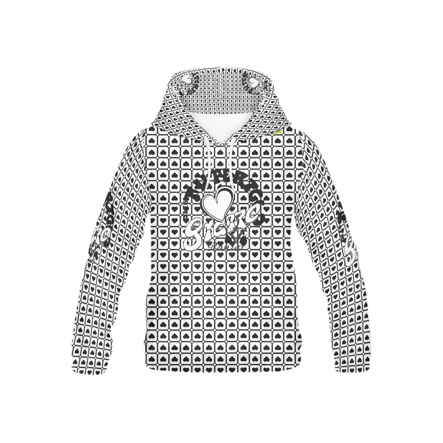 Black and White Heart Pattern and Graphic Children's Hoodie-My Bright Side Clothing