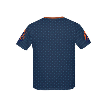 Navy Blue and Orange Retro Pattern and Logo Children's T-shirt-My Bright Side Clothing