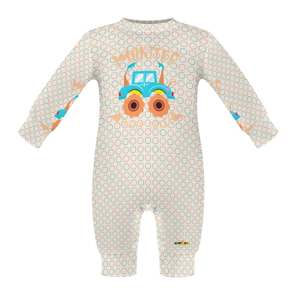 Cute Pastel Monster Truck Graphic Baby Romper -My Bright Side Clothing