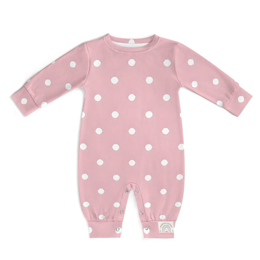 Cute Pink & White Polka dot Spots Baby romper