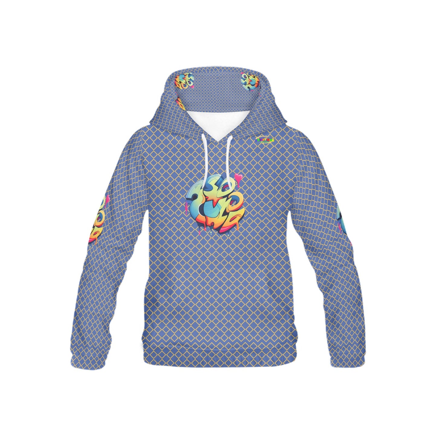 Navy Blue Fun Alphabet Graffiti Pattern Children's Hoodie-My Bright Side Clothing