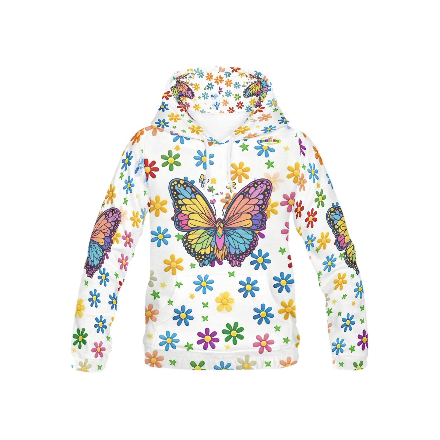 Beautiful Rainbow Floral Butterfly Children's Hoodie -My Bright Side Clothing