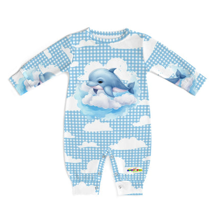 Cute Dolphin and Cloud Pattern Baby Romper-My Bright Side Clothing