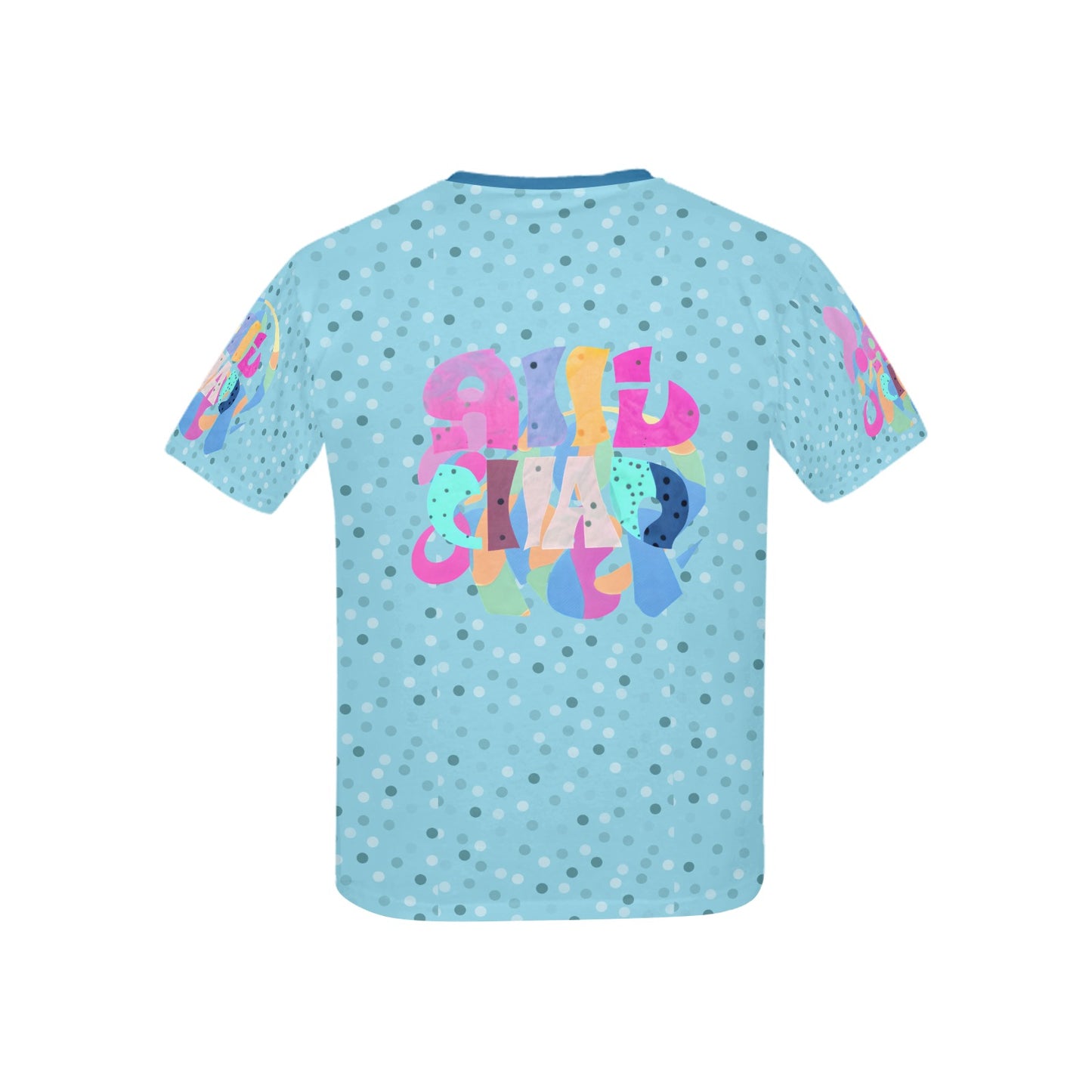 Pastel Blue Alphabet Grafitti Pattern and Graphic Children's T shirt -My Bright Side Clothing