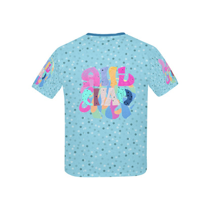 Pastel Blue Alphabet Grafitti Pattern and Graphic Children's T shirt -My Bright Side Clothing