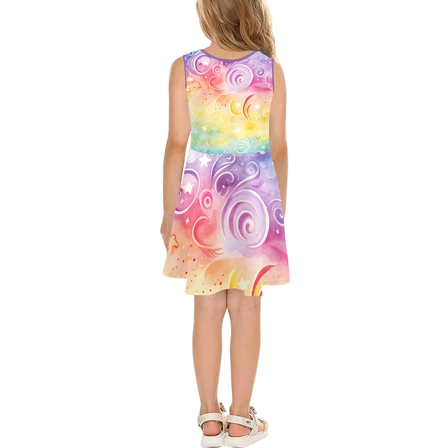 Beautiful Rainbow Pastel Swirls Children's Sleeveless Sundress  -My Bright Side Clothing