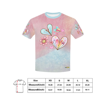 Beautiful Pastel Flower Blossoming love Heart Graphic Children's T-shirt My Bright Side Clothing