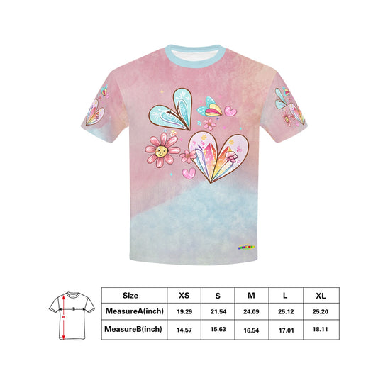 Beautiful Pastel Flower Blossoming love Heart Graphic Children's T-shirt My Bright Side Clothing