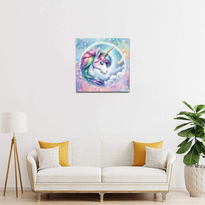 Beautiful Pastel Sleeping Unicorn graphic Canvas Print 16"x16"-My Bight Side Clothing