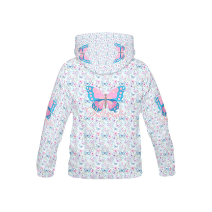 Beautiful Pastel Pink and Blue Butterfly Graphic and Pattern Children's Hoodie-My Bright Side Clothing