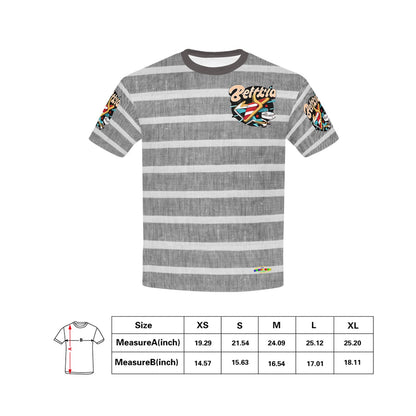 Dark Grey Retro Stripped Pattern and logo Children's T-Shirt-My Bright Side Clothing