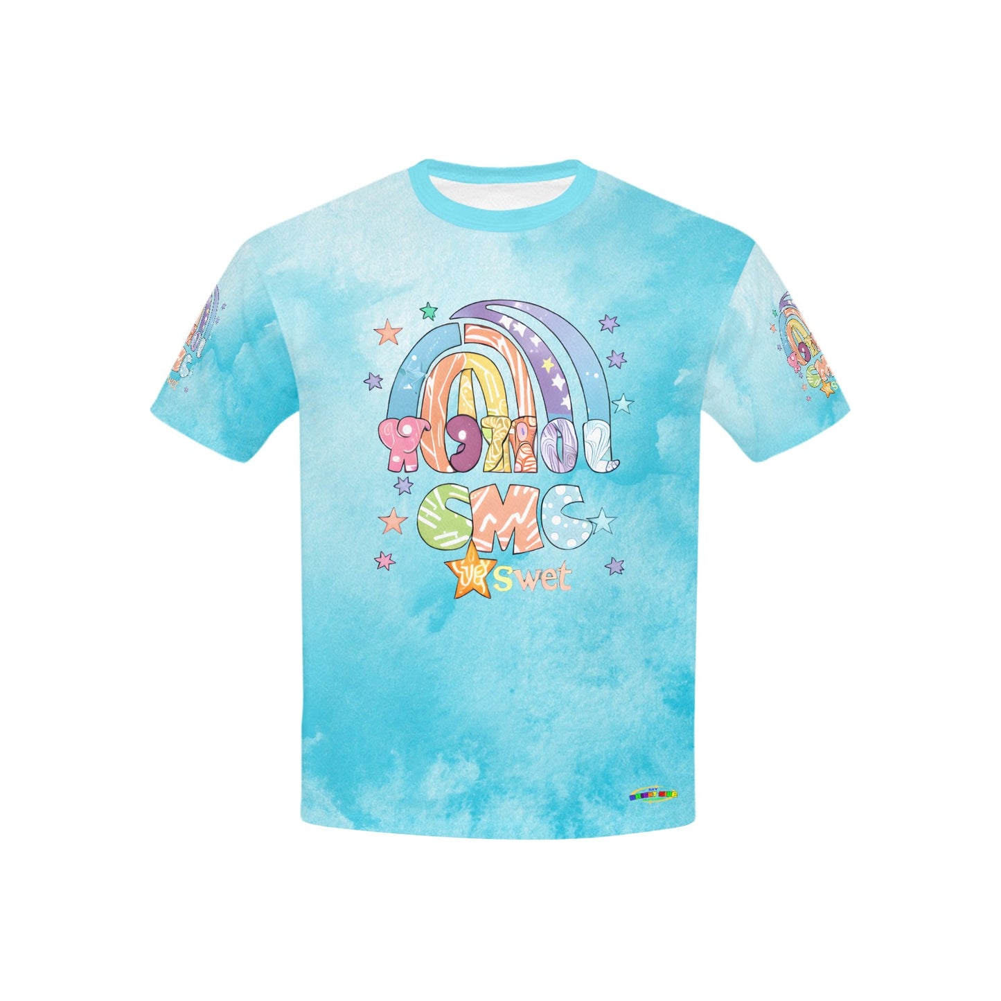 Beautiful Pastel Blue Watercolour  Sweet Rainbow Graphic and Pattern Children's T-Shirt-My Bright Side Clothing