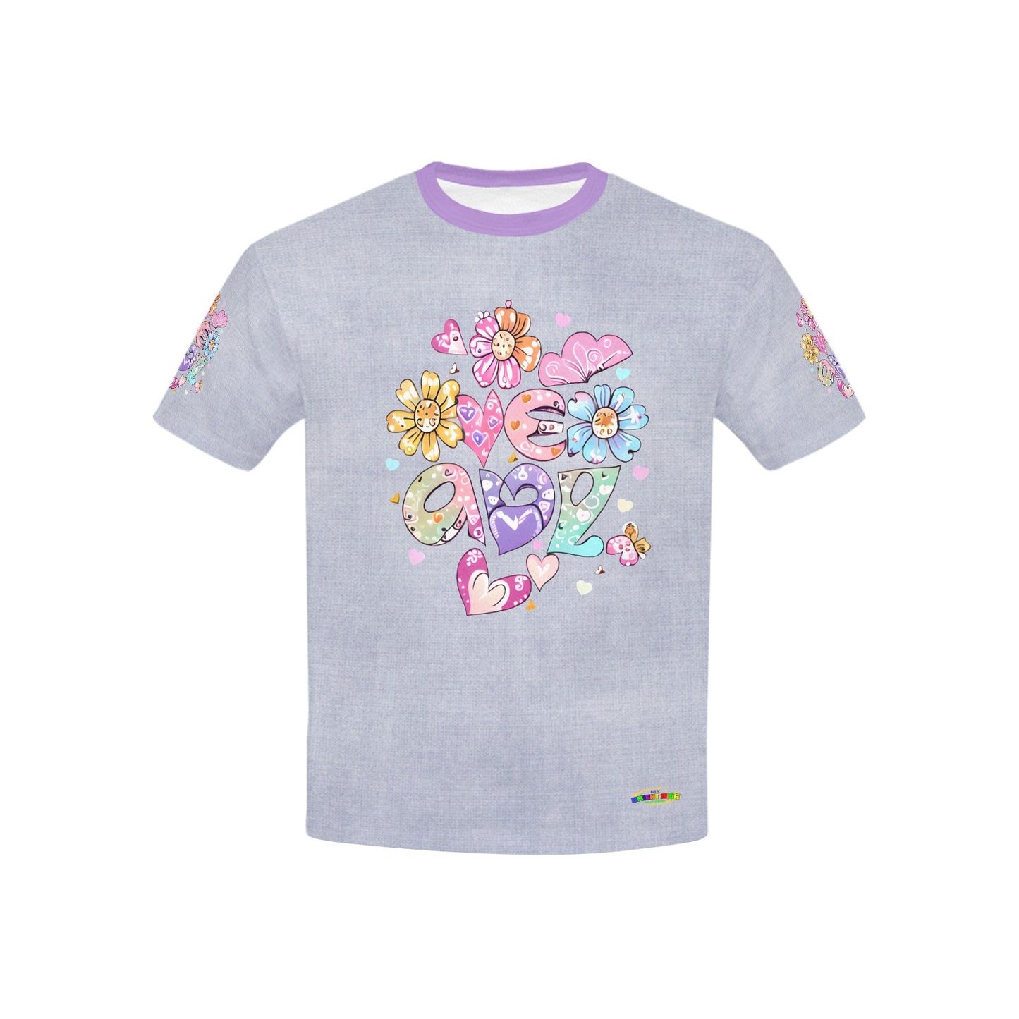 Beautiful Soft Purple Flower and Butterfly Graphic-Children's T-shirt My Bright Side Clothing